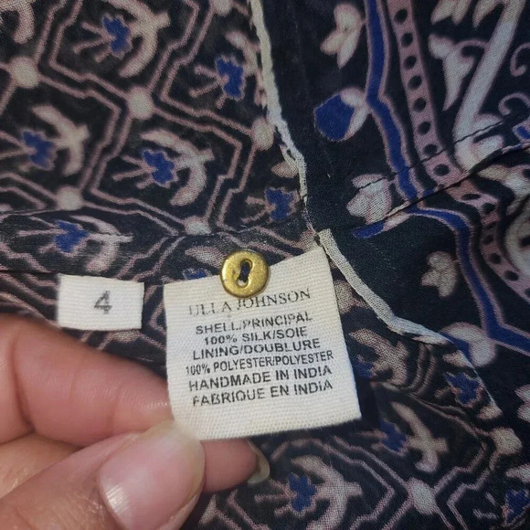 Ulla Johnson Reema Moonlight Mini Dress Size 4 Printed Sheer Exotic Silk Split - Picture 5 of 11